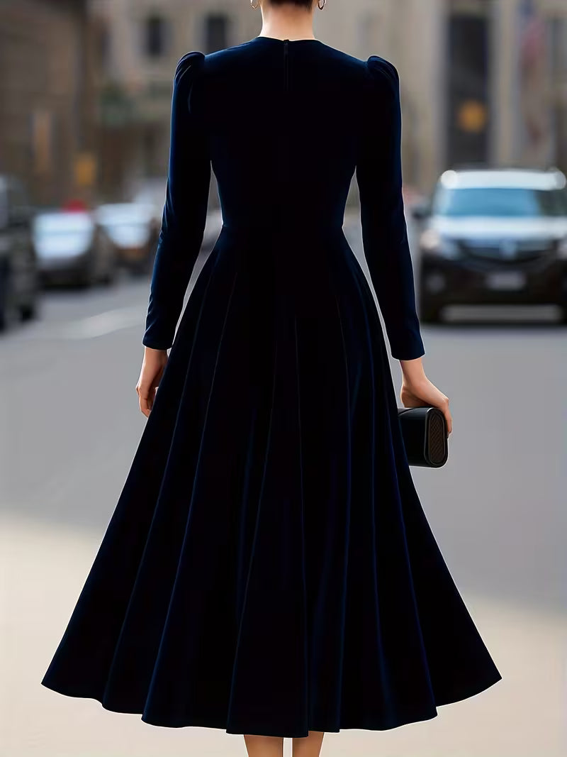 Autumn and Winter Velvet Long Sleeve Dress