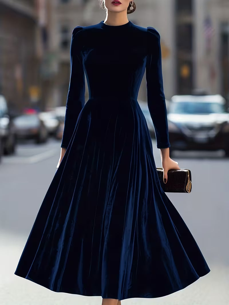 Autumn and Winter Velvet Long Sleeve Dress